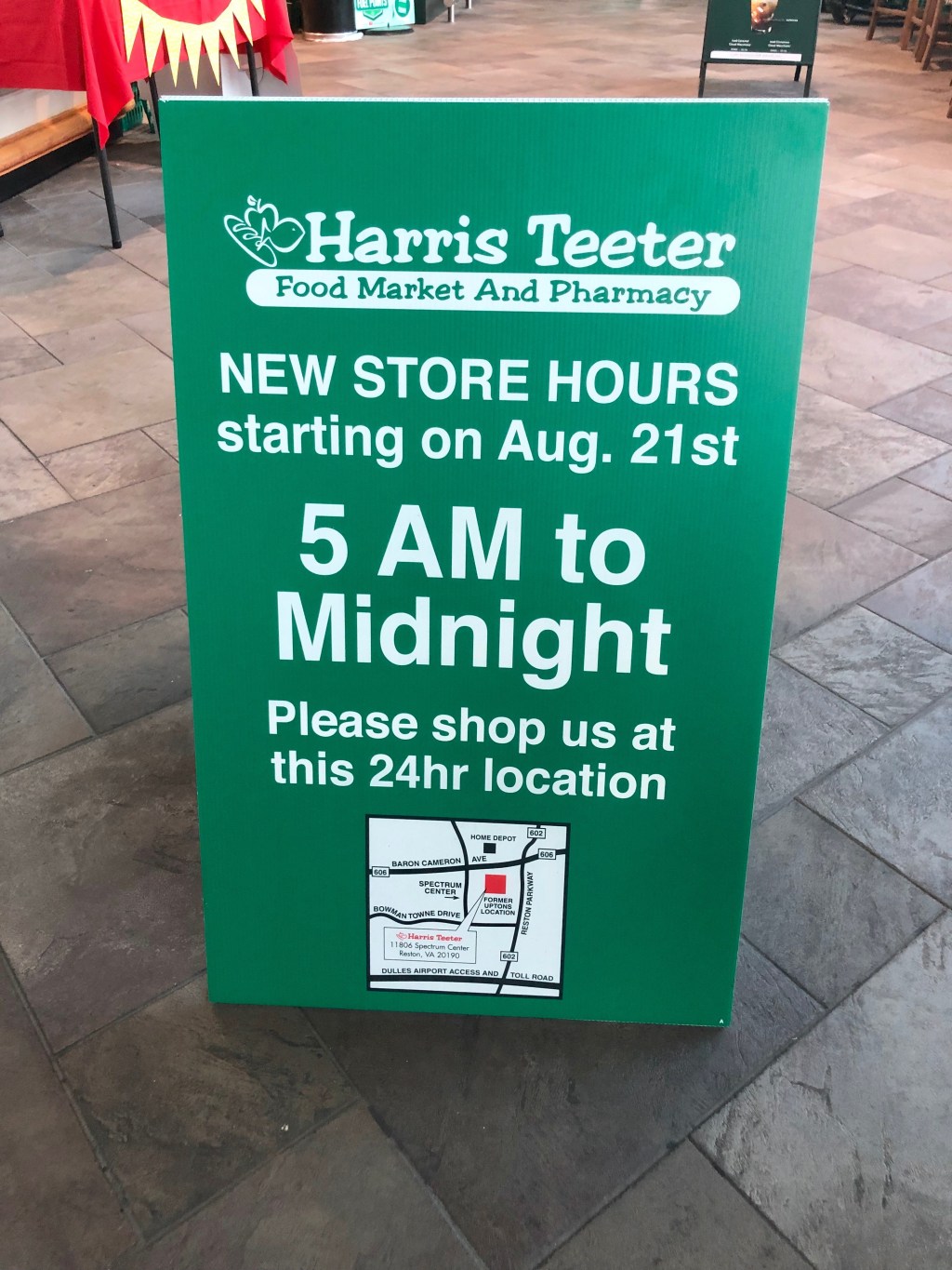 New Store hours for Harris Teeter