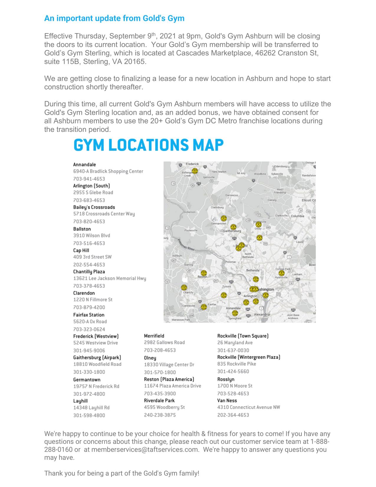 Gold's Gym Ashburn announces sudden closure, pending move - The Burn